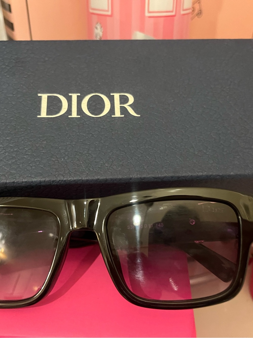 Dior Black Square Sunglasses with Gray Gradient Lenses
